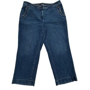 Talbots Womens Size 22W Wide Leg Sailor Crop Jeans Dark Wash Denim W395